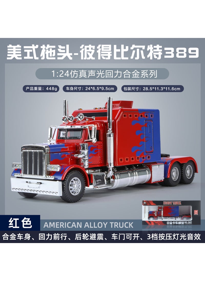 1:24 Scale Peterbilt 389 Alloy Truck Model Toy Red