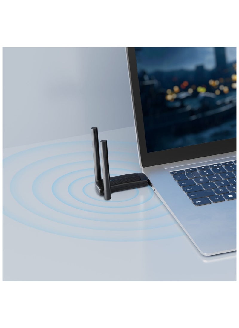 Porodo Dual Band WiFi Adapter External Antenna High-Speed USB 3.0