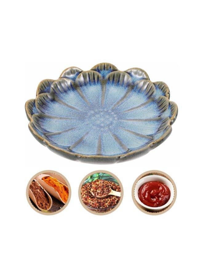 Small Bowls Ceramic Sauce Dish Flower Shaped Japanese Seasoning Dishes Sushi Dipping Bowl Appetizer Vinegar Plates Serving Platter Saucers Bowls Dipping Bowls