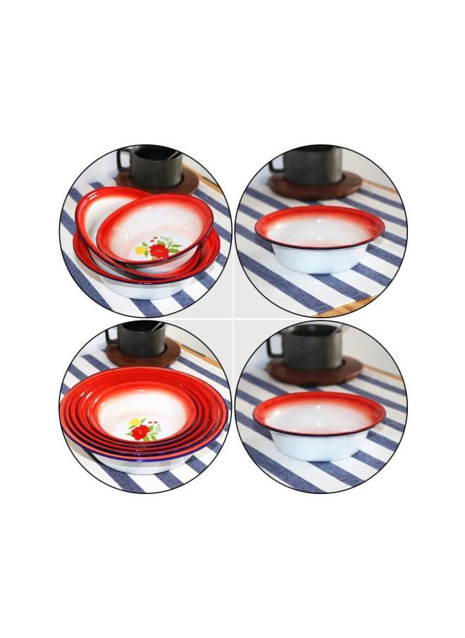 4pcs Enamel Wash Basins Enamel Kitchen Mixing Bowls Vintage Soup Basin Soup BowlsRound Serving Trays for Home Bath Wash Basin Rustic Home Decoration Random Color 18cm