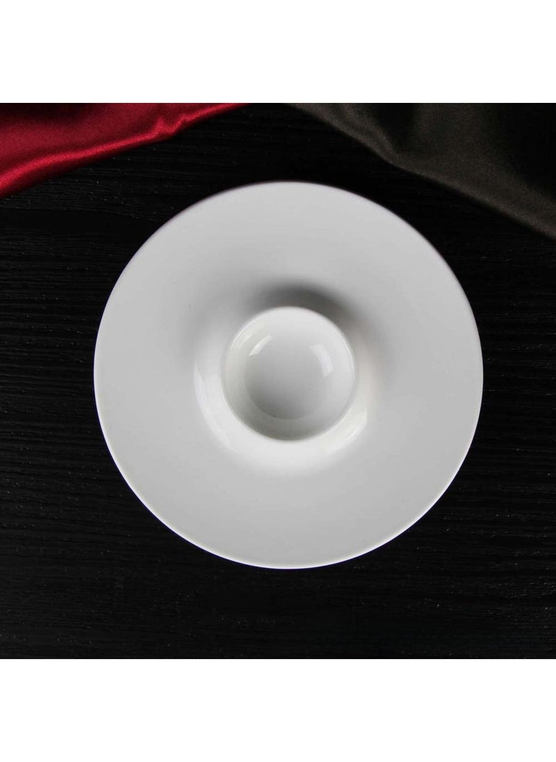 Pure White Ceramic Egg Cup Holder for Hotels 4.75 inch egg tray