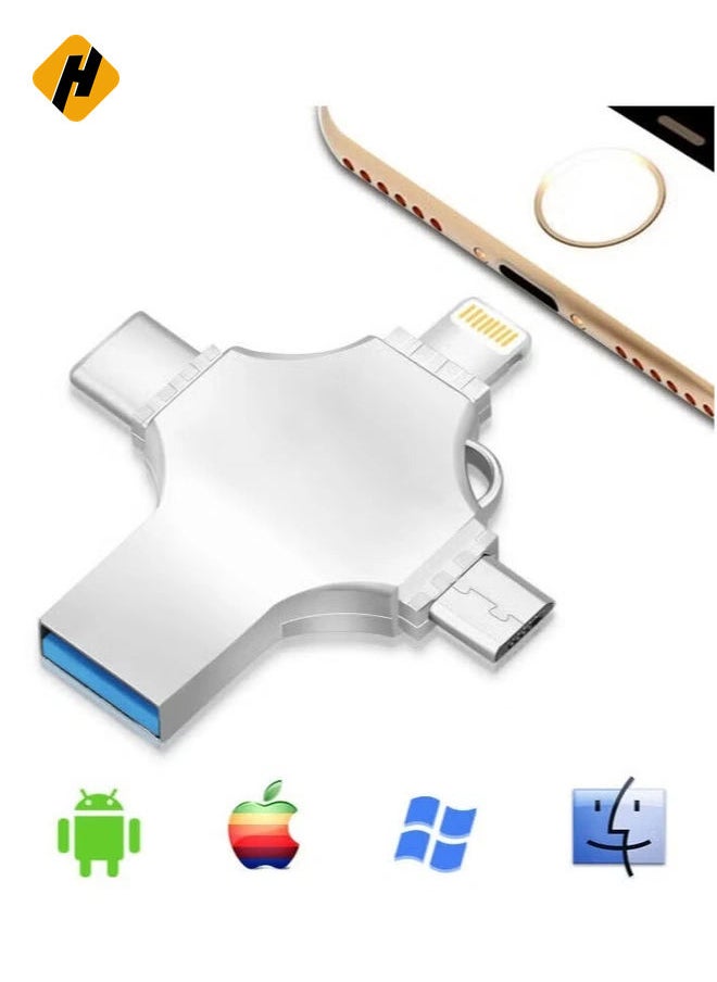 High Speed 4 In 1 Multi-function OTG USB Flash Drive Type-C Pen drive 3.0 Memory Disk For iPad Android iOS PC 64G