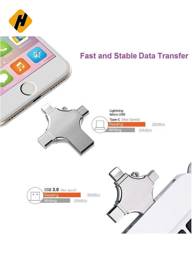 High Speed 4 In 1 Multi-function OTG USB Flash Drive Type-C Pen drive 3.0 Memory Disk For iPad Android iOS PC 64G