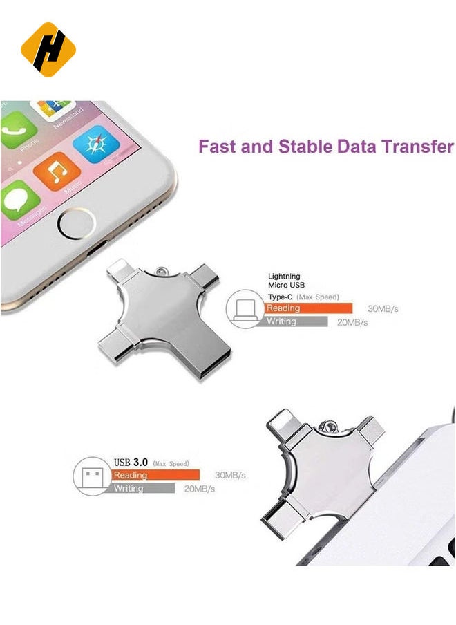 High Speed 4 In 1 Multi-function OTG USB Flash Drive Type-C Pen drive 3.0 Memory Disk For iPad Android iOS PC 64G