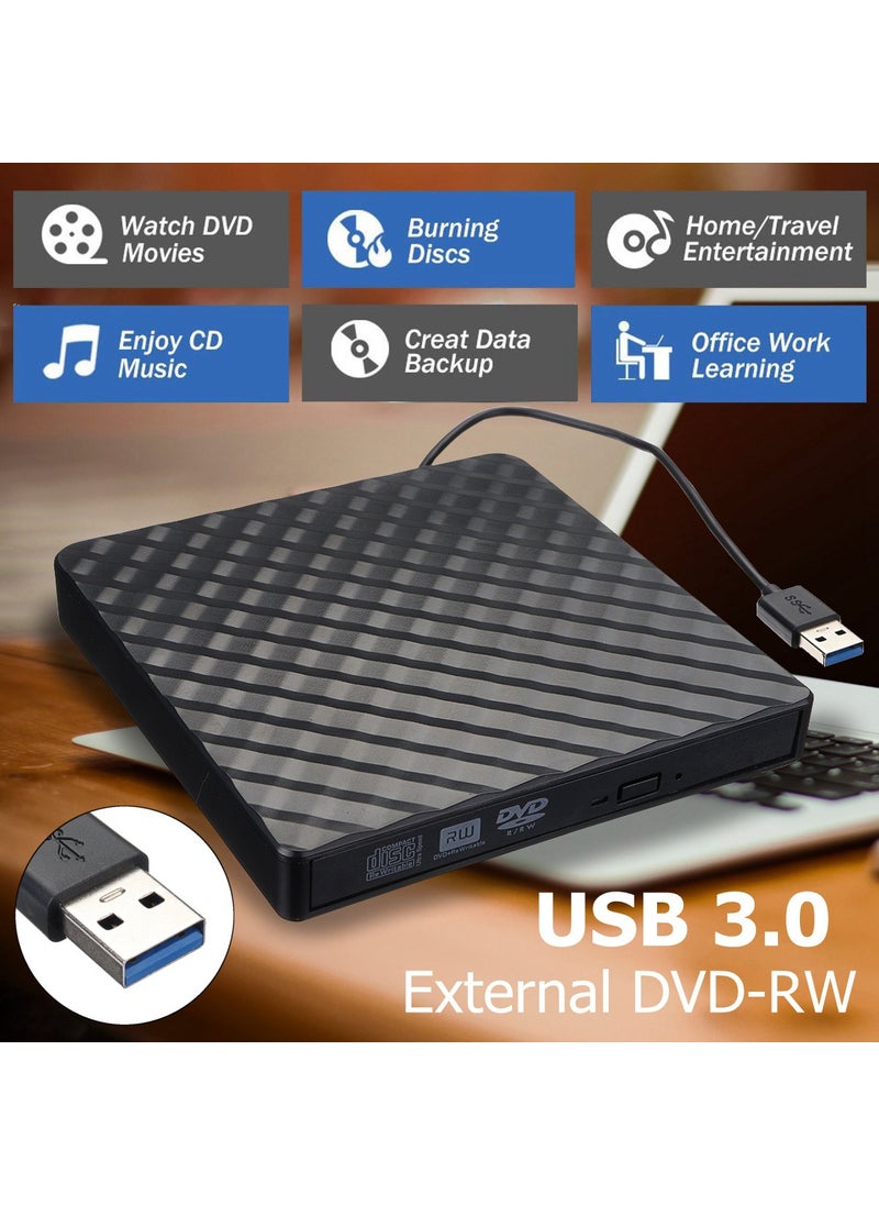 1 x 5 pcs Portable USB 3.0 DVD RW Drive White