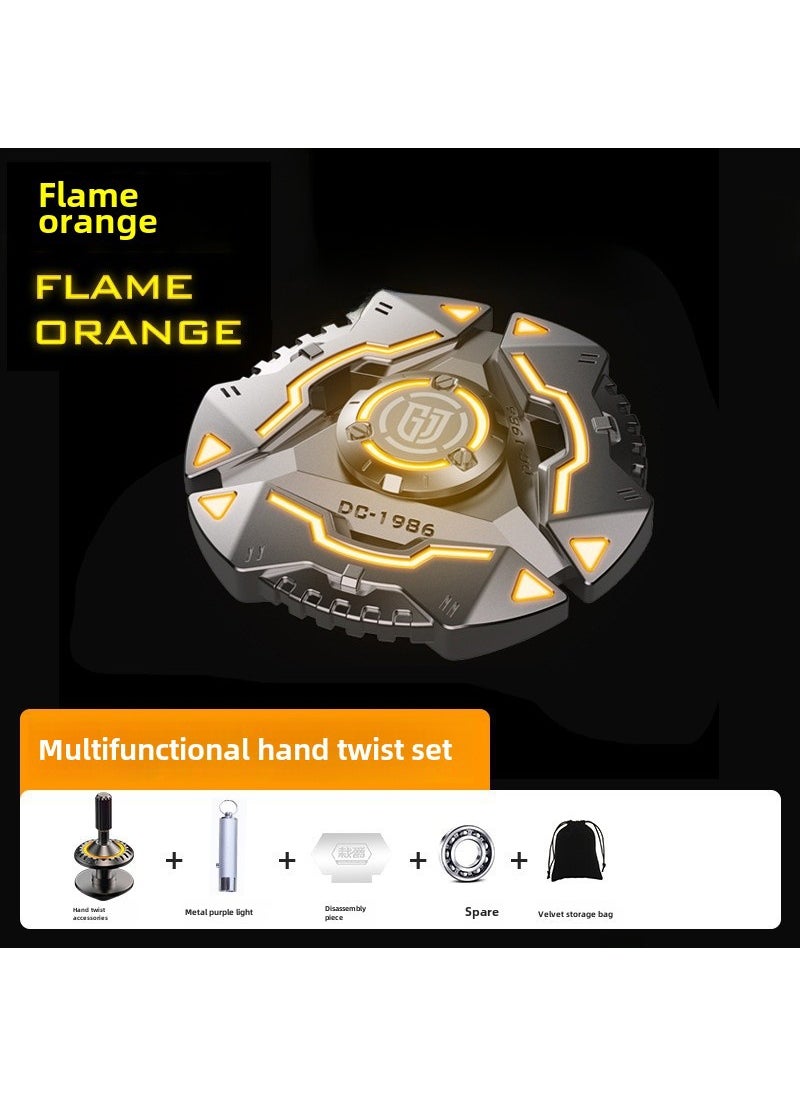 1 x 5 pcs Metal Fidget Spinner Luminous Long-Spin Stress Relief Toy Flame Orange (multi-function hand twist set)