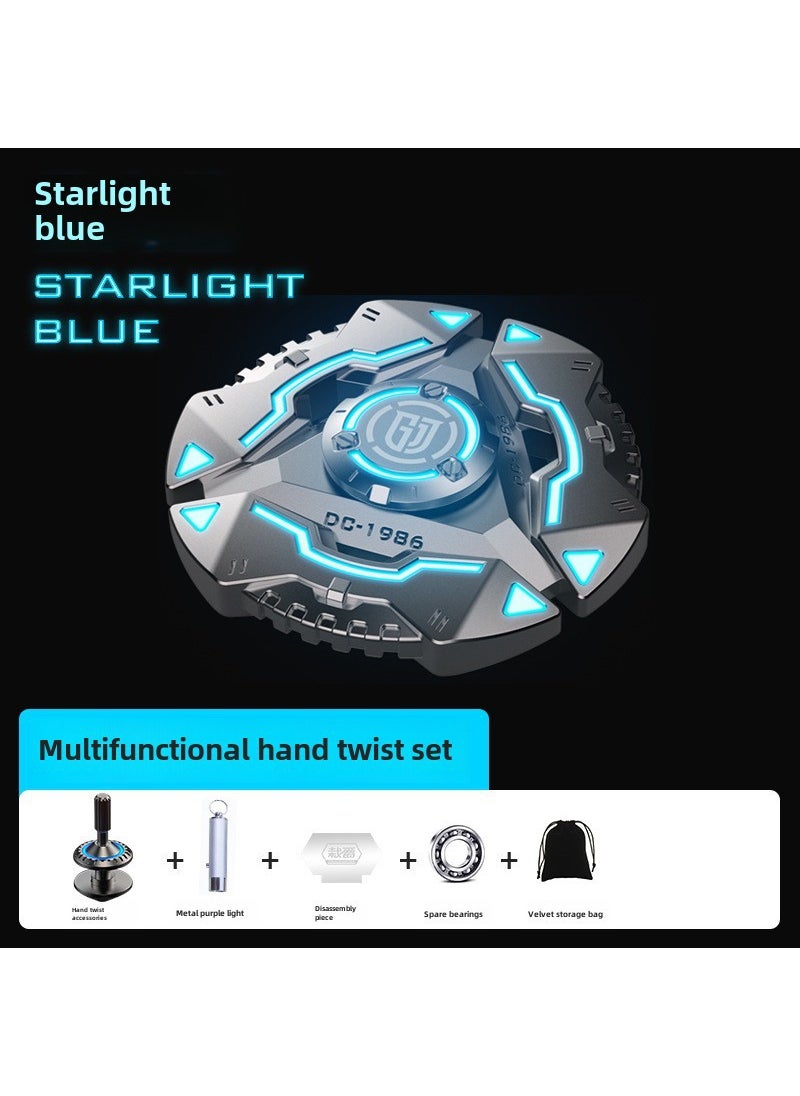 1 x 5 pcs Metal Fidget Spinner Luminous Long-Spin Stress Relief Toy Starlight Blue (multi-function hand twist set)