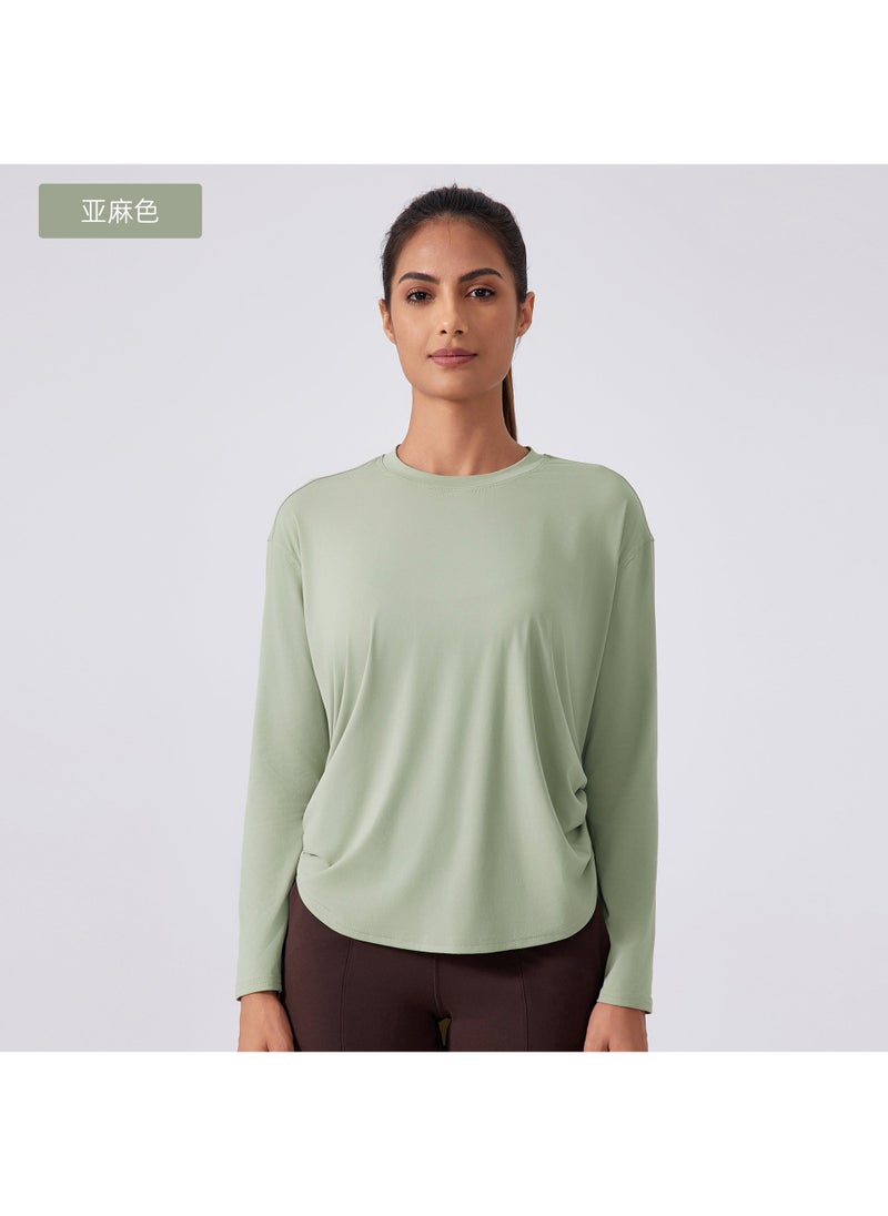 Autumn Loose Yoga Top Quick-Dry Breathable Flaxen