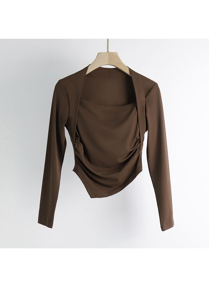 Autumn Yoga Long Sleeve Top with Chest Pad Cx-098h chestnut brown
