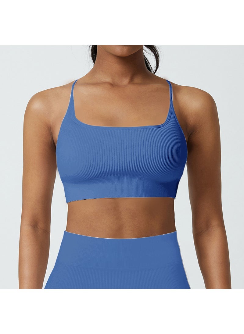 Padded Yoga Top Sports Bra Breathable Summer Sky Blue