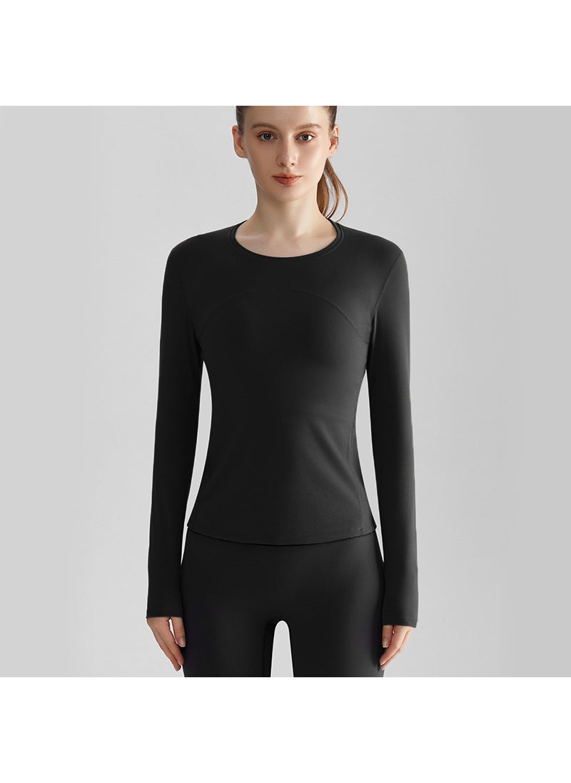 LAHN Slim Fit Quick-Dry Long Sleeve Yoga Top Cx-117 starry sky black