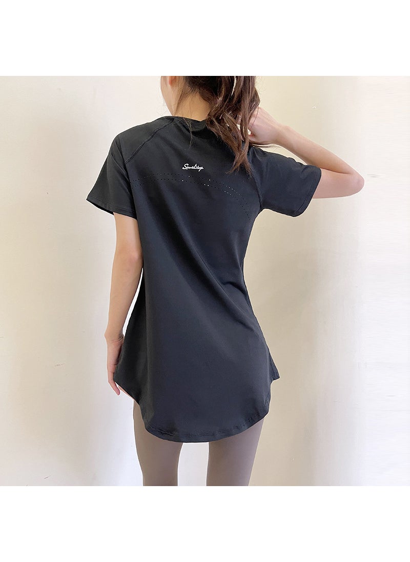 Elegant Yoga Tee Quick-Dry Slim Fit black