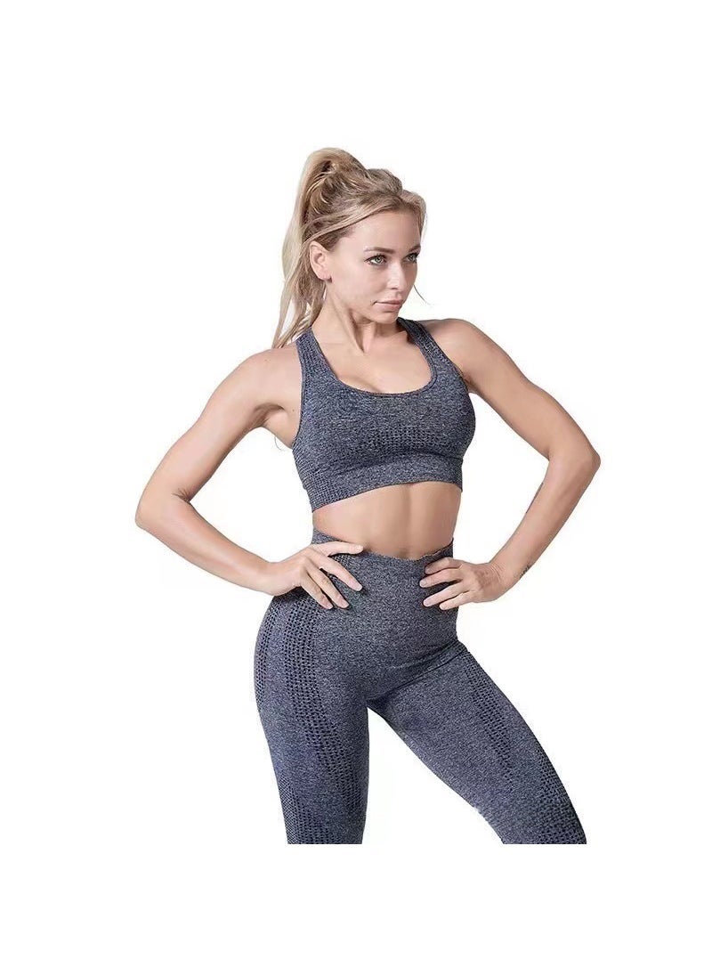 Yoga Fitness Two-Piece Set Shockproof Running Dark gray