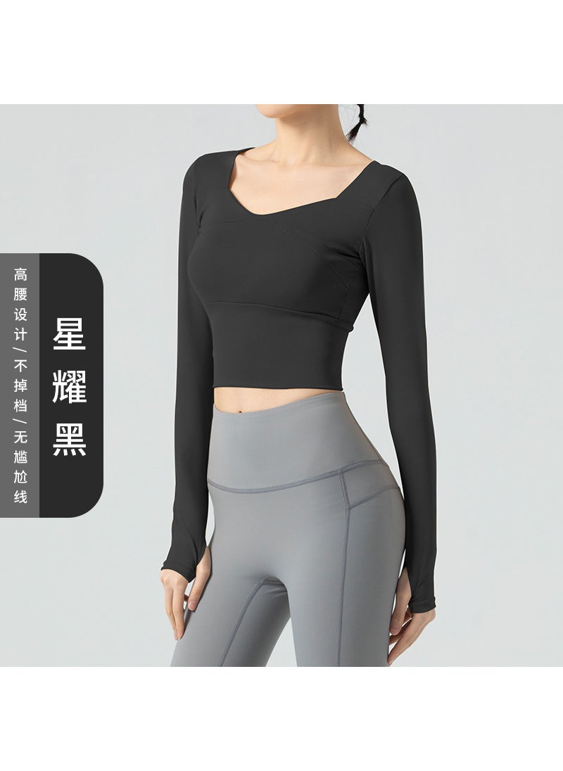 Slim Fit Lemon Yoga Top with Pads Xingyao Black