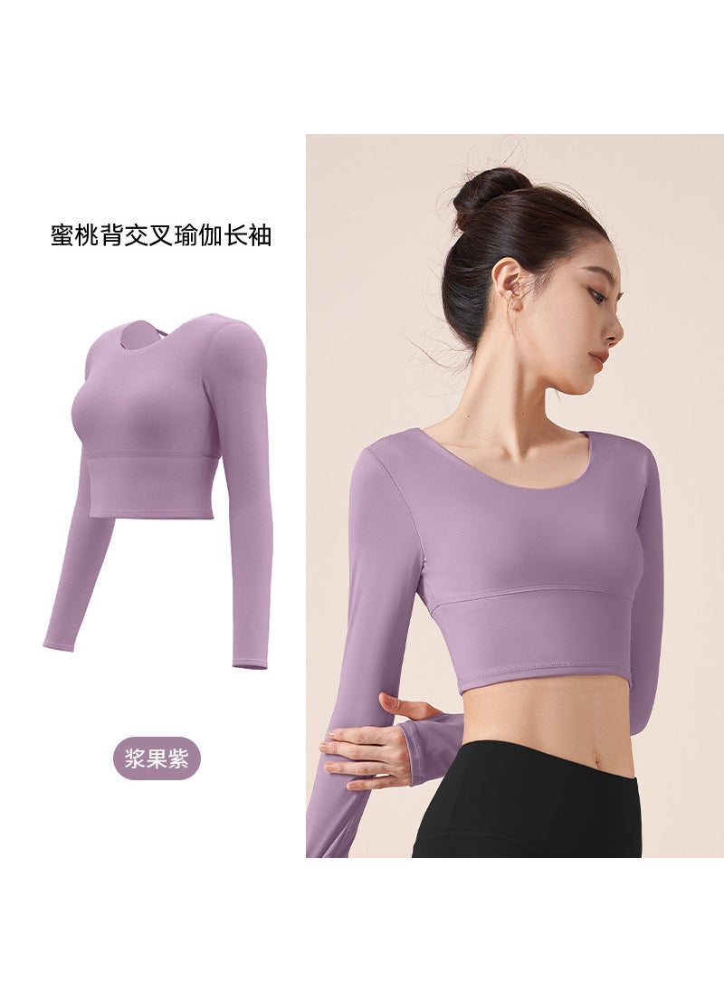 New Yoga Top with Built-in Bra Berry purple