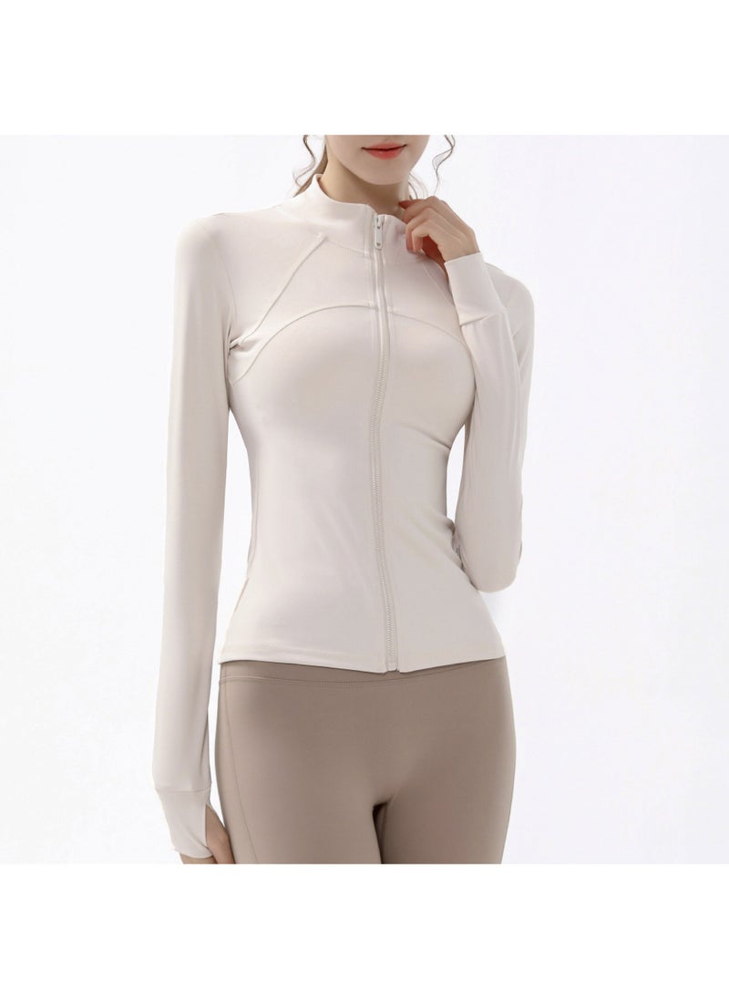 New High Neck Slim Fit Yoga Jacket Women Albumin