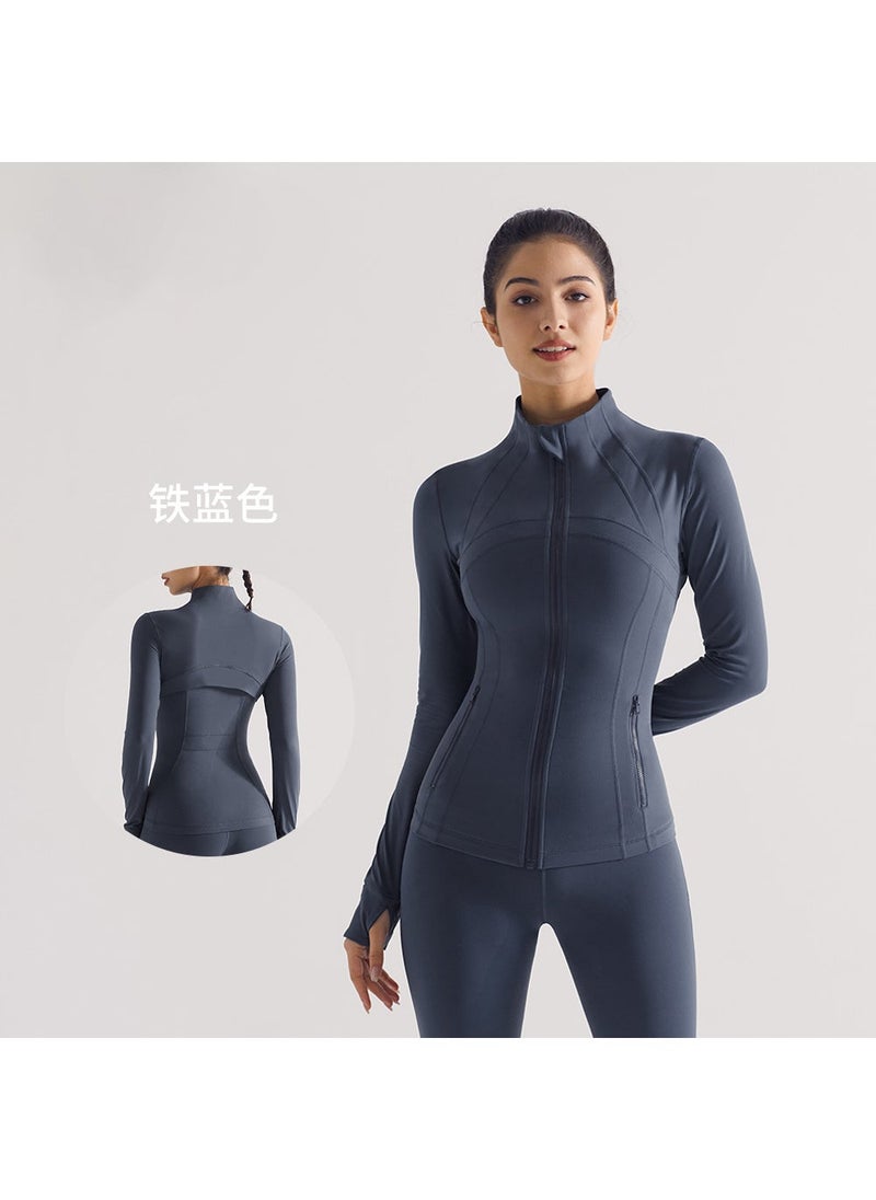 Brushed Slim Yoga Jacket Long Sleeve Fitness Top Iron blue sanding 2.0