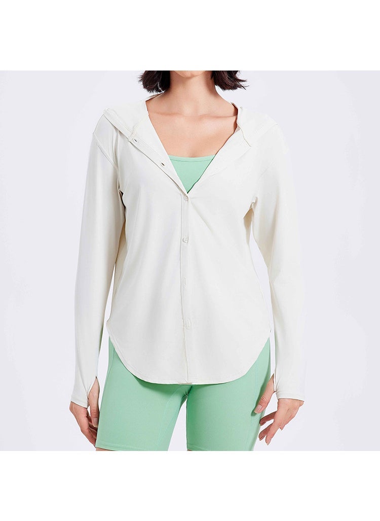 Breathable Sun-Protective Yoga Jacket for Women Milk apricot