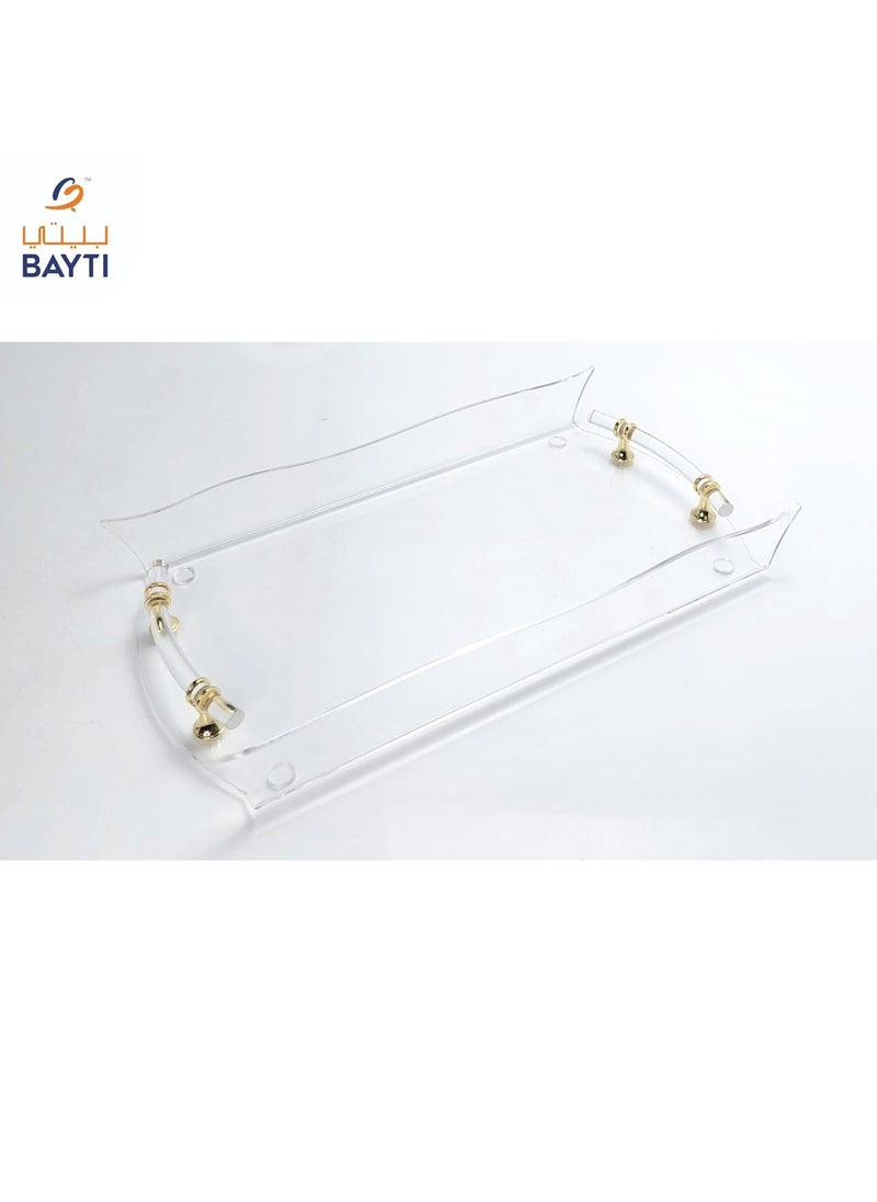 Sunflower Zigzag Tray with Clear/Gold & Silver Handle Extra Large size