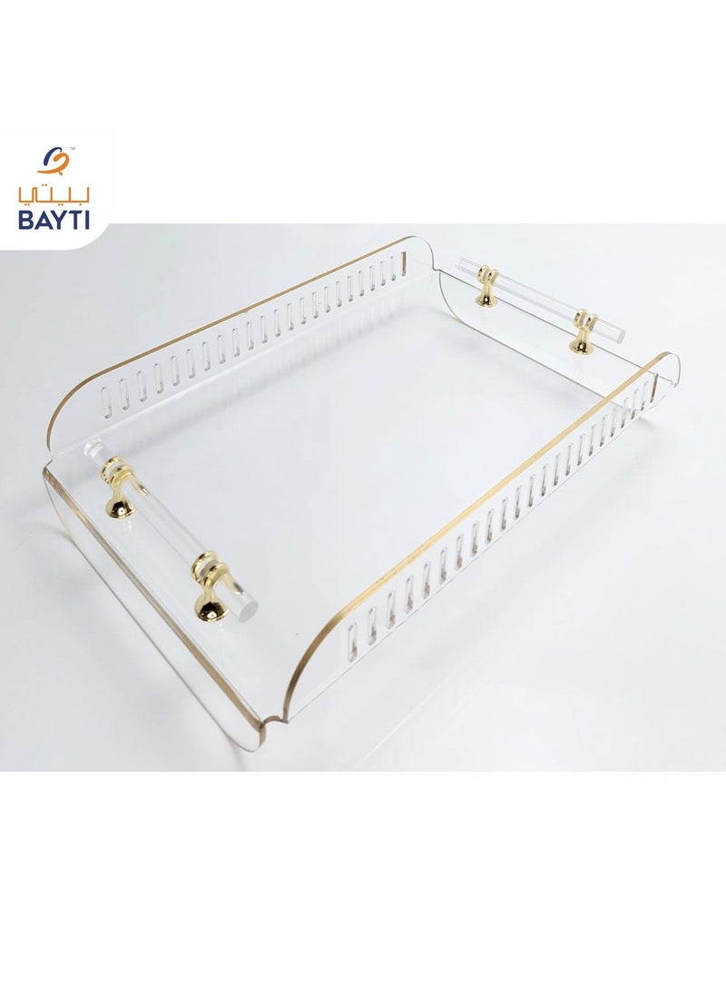 Daisy Laser Cut Tray with (Clear, Gold, Silver) Handle Meduim size