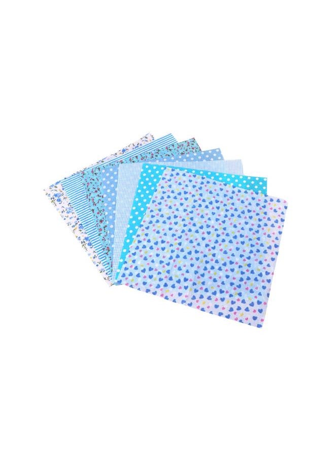 6pcs Floral Fabric Cotton Cloth Sheet Patchwork Fabric DIY Material Squares Floral Pattern Cotton for Scrapbooking Sewing (Blue)