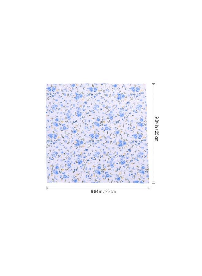 6pcs Floral Fabric Cotton Cloth Sheet Patchwork Fabric DIY Material Squares Floral Pattern Cotton for Scrapbooking Sewing (Blue)