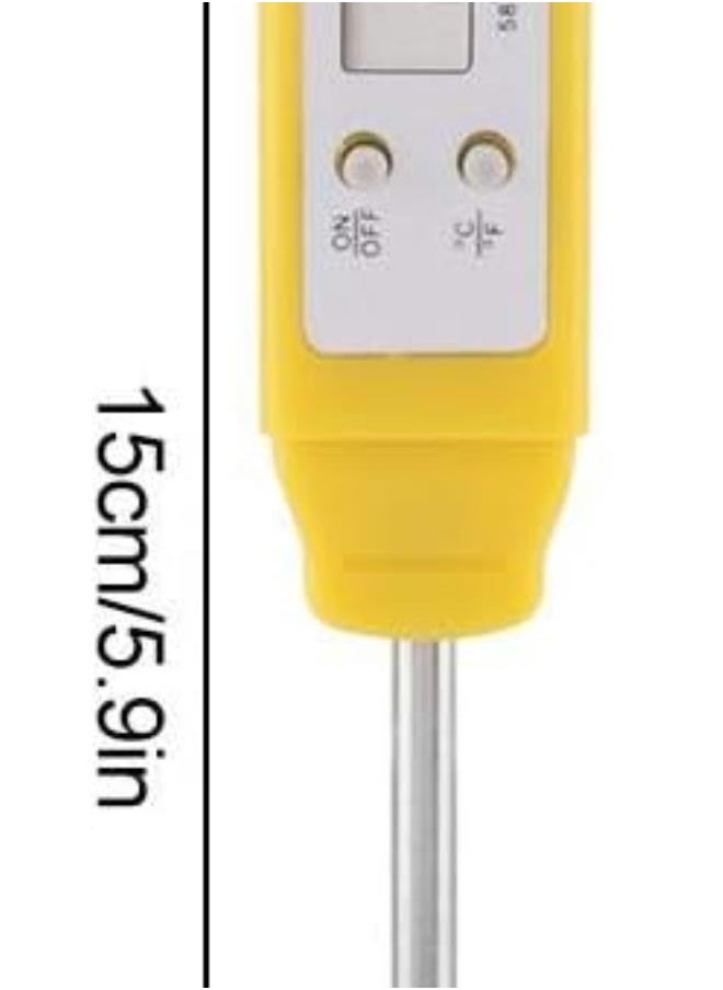 1 Pcs Digital Meat Thermometer, Instant Read Food Thermometer with Probe Covers for Kitchen Cooking BBQ Meat(Yellow)