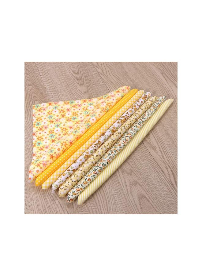 7pcs Cotton Fabric Bundles Precut Squares Patchwork Quilting Fabric Quarter Fabric Bundle Patterns for DIY Sewing Scrapbooking Quilting (Yellow)