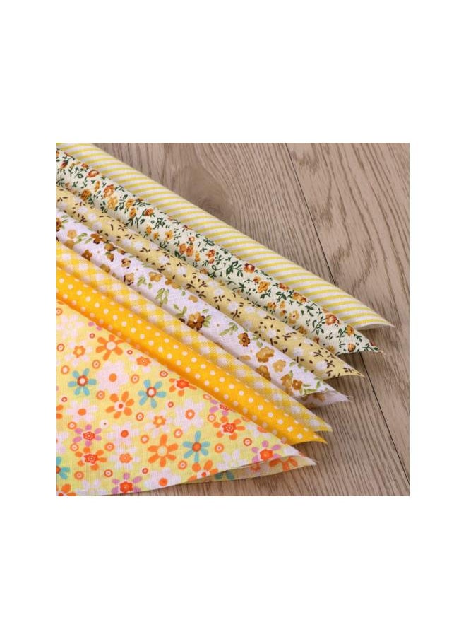 7pcs Cotton Fabric Bundles Precut Squares Patchwork Quilting Fabric Quarter Fabric Bundle Patterns for DIY Sewing Scrapbooking Quilting (Yellow)