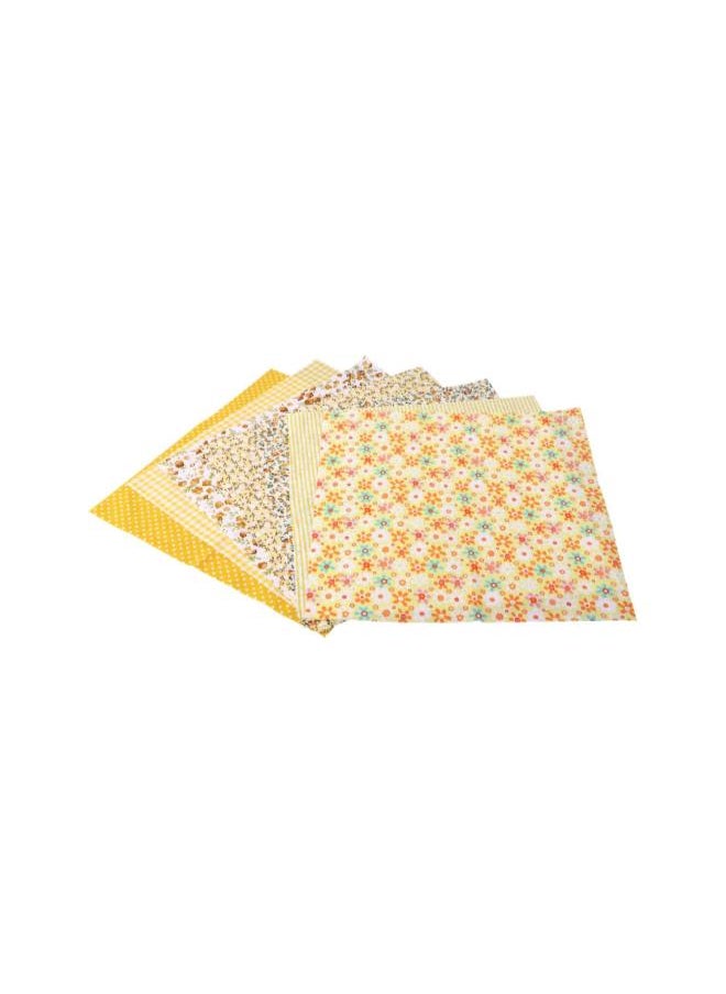 7pcs Cotton Fabric Bundles Precut Squares Patchwork Quilting Fabric Quarter Fabric Bundle Patterns for DIY Sewing Scrapbooking Quilting (Yellow)