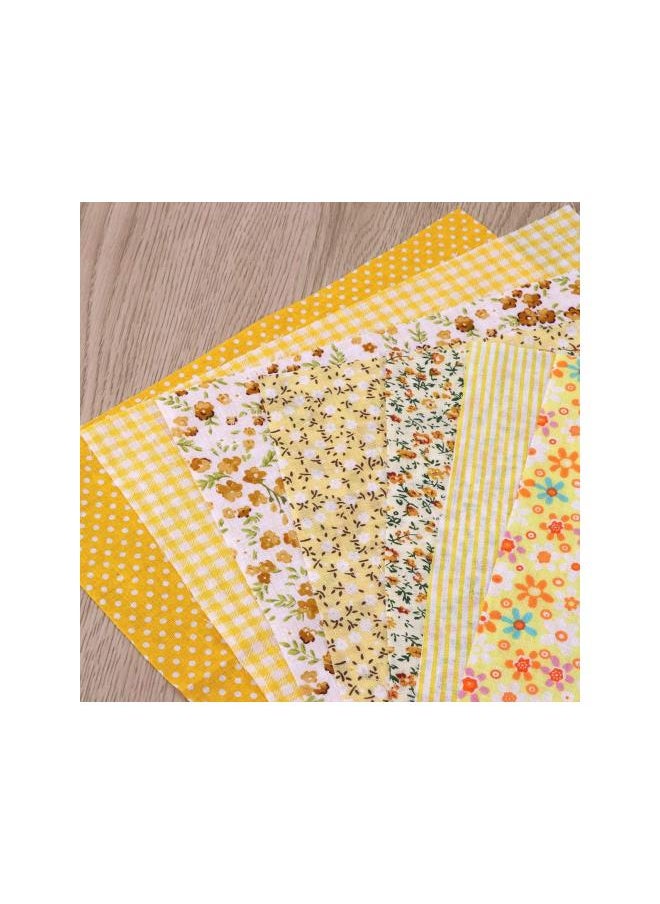 7pcs Cotton Fabric Bundles Precut Squares Patchwork Quilting Fabric Quarter Fabric Bundle Patterns for DIY Sewing Scrapbooking Quilting (Yellow)