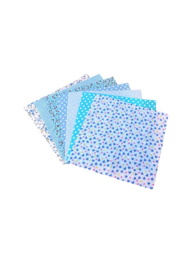 7pcs Cotton Fabric Bundles Precut Squares Patchwork Quilting Fabric Quarter Fabric Bundle Patterns for DIY Sewing Scrapbooking Quilting (Blue)