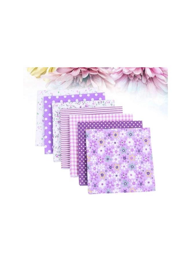 7pcs Small Fabric Bundles Floral Quilting Sewing Cotton Fabric Precut Squares for DIY Sewing Scrapbooking Purple