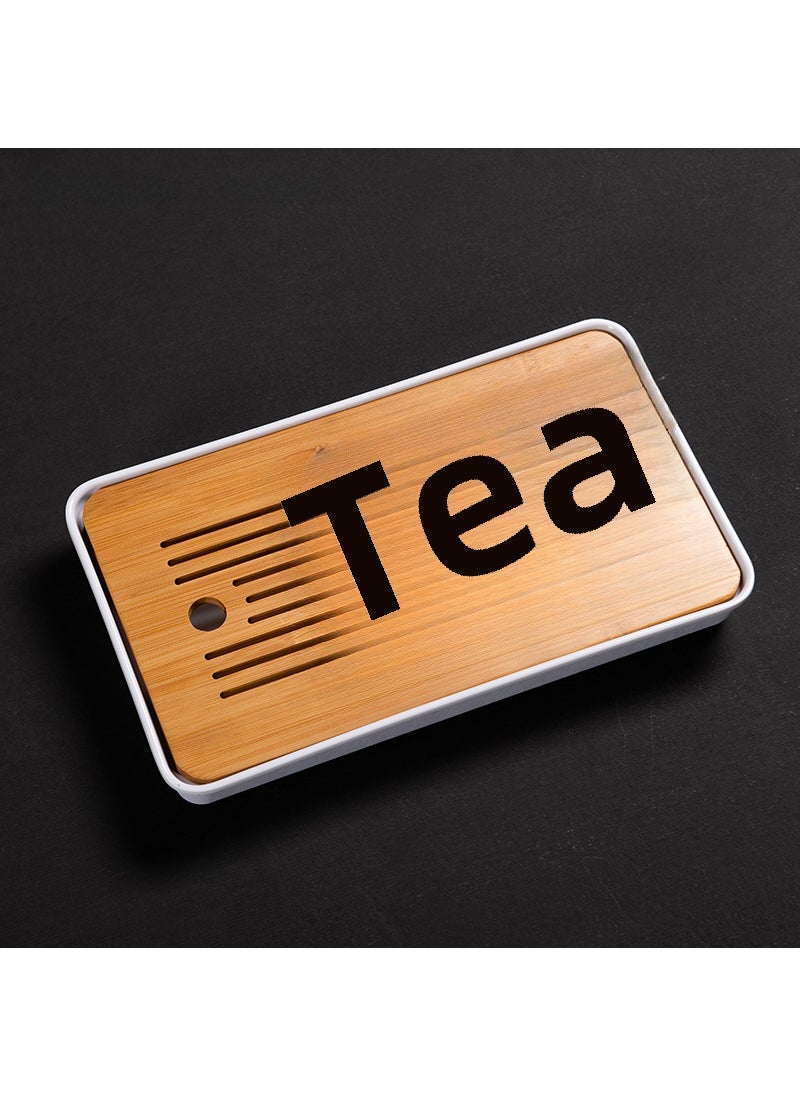 1 x 5 pcs Modern Japanese Dry Bubble Tea Tray Set Long square tea word white 31x18