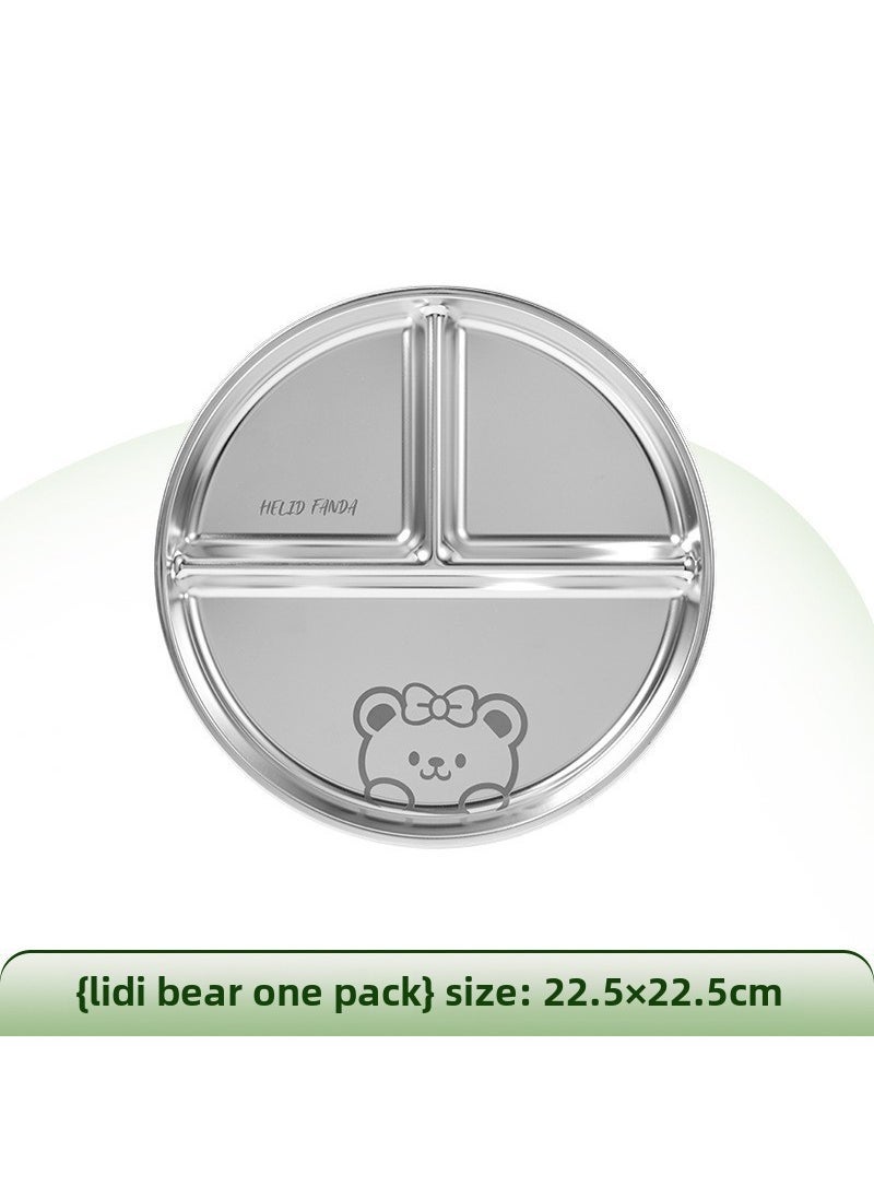 1 x 5 pcs Stainless Steel Portion Control Cartoon Kids Plate Lidi bear dinner plate [1 pack]]