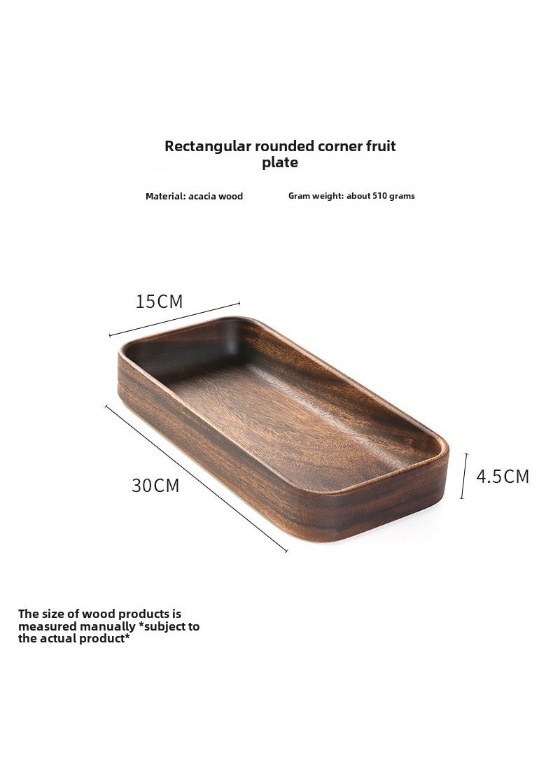 Walnut Wood Fruit Dish Round Wooden Salad Bowl Plate Rectangular Dried Fruit Plate 30x15x4.5★