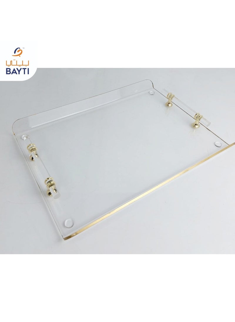 Marigold Tray with Gold/Silver Handle size: Extra Large