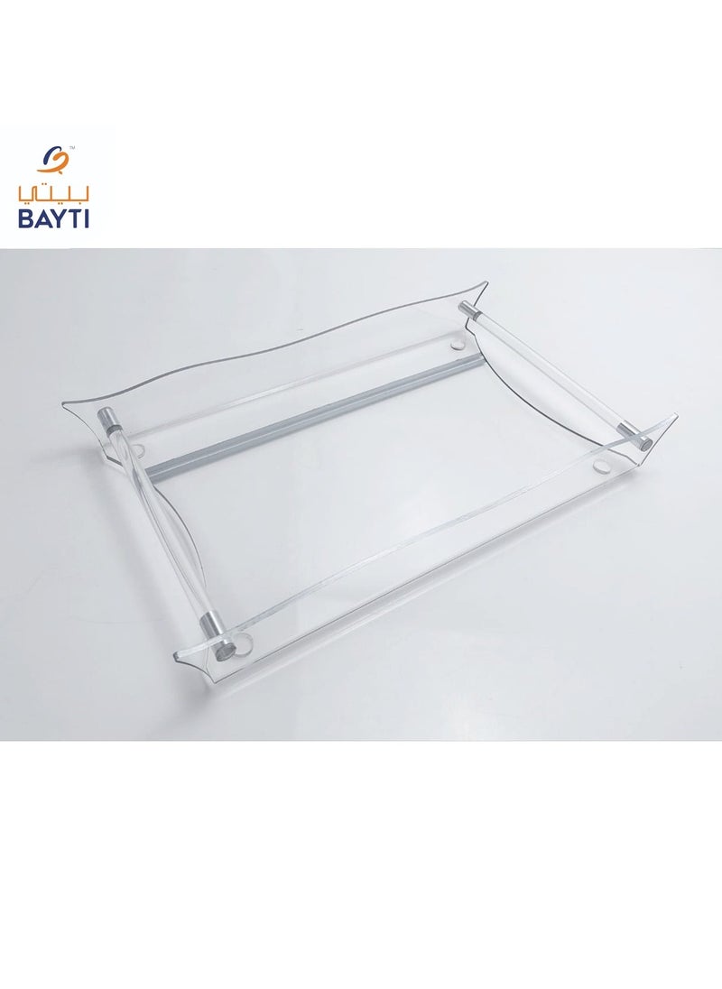 Tullip Tray Zigzag Clear/Gold/Silver with Round Handle Size: Meduim