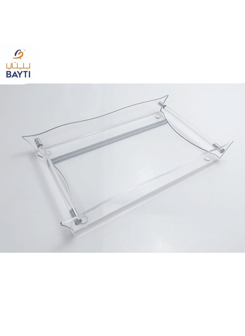 Tullip Tray Zigzag Clear/Gold/Silver with Round Handle Size: Large