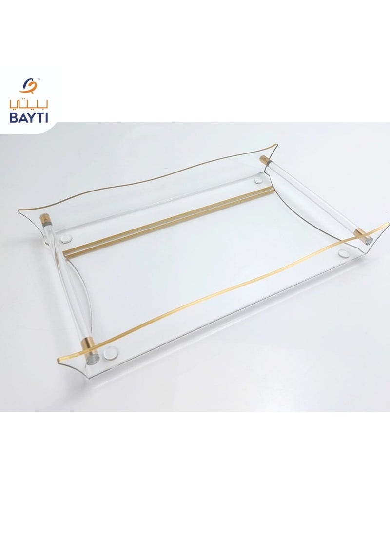 Tullip Tray Zigzag Clear/Gold/Silver with Round Handle Size: Extra Large