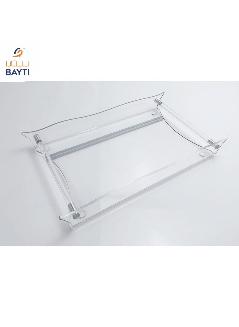 Tullip Tray Zigzag Clear/Gold/Silver with Round Handle Size: Extra Large