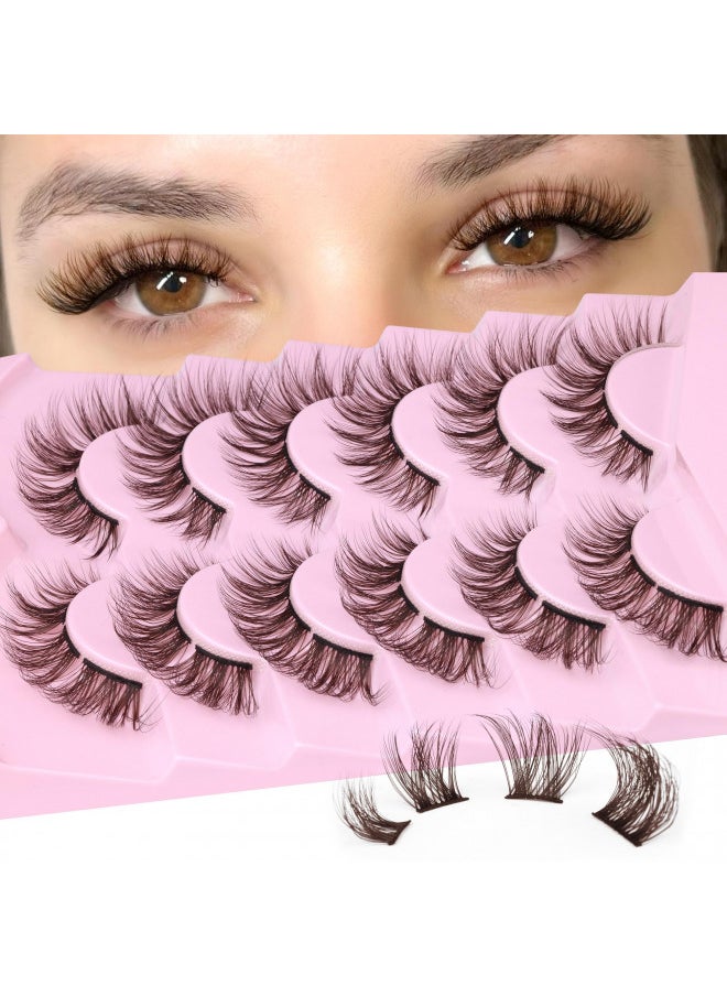 Half Lashes Natural Look 3D Curl False Eyelashes Wispy Mink Lashes Pack Fluffy Cat Eye Lashes 7 Pairs By Alice