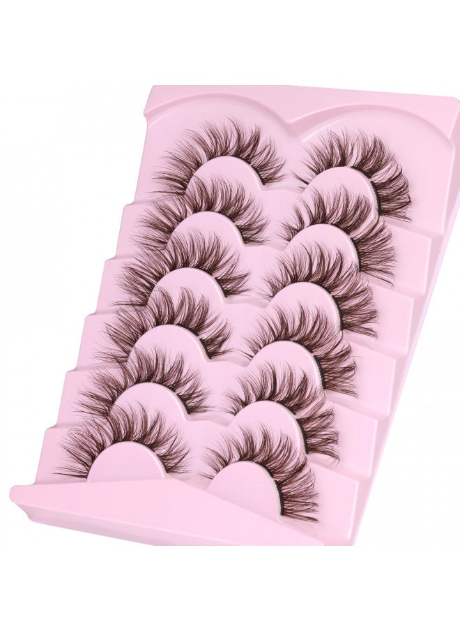 Half Lashes Natural Look 3D Curl False Eyelashes Wispy Mink Lashes Pack Fluffy Cat Eye Lashes 7 Pairs By Alice