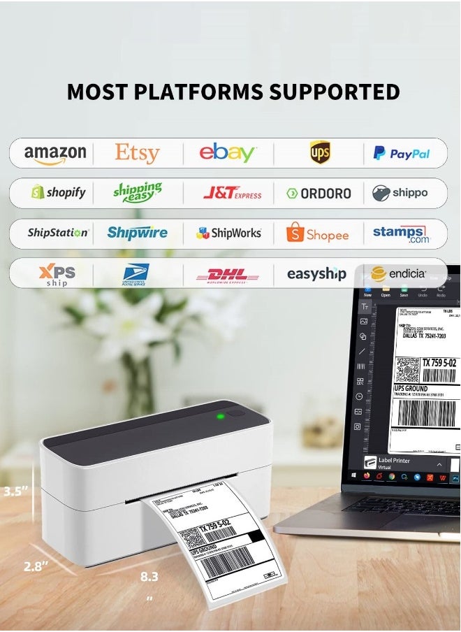 Bluetooth Thermal Label Printer for Shipping Label - Wireless Shipping Label Printer Compatible with iOS&Android&PAD&PC