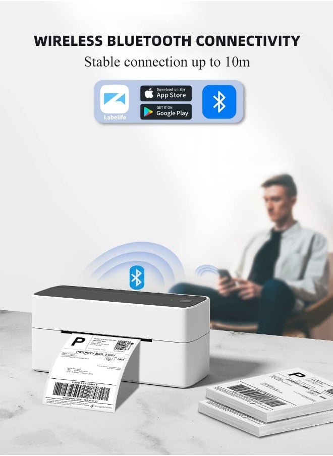 Bluetooth Thermal Label Printer for Shipping Label - Wireless Shipping Label Printer Compatible with iOS&Android&PAD&PC