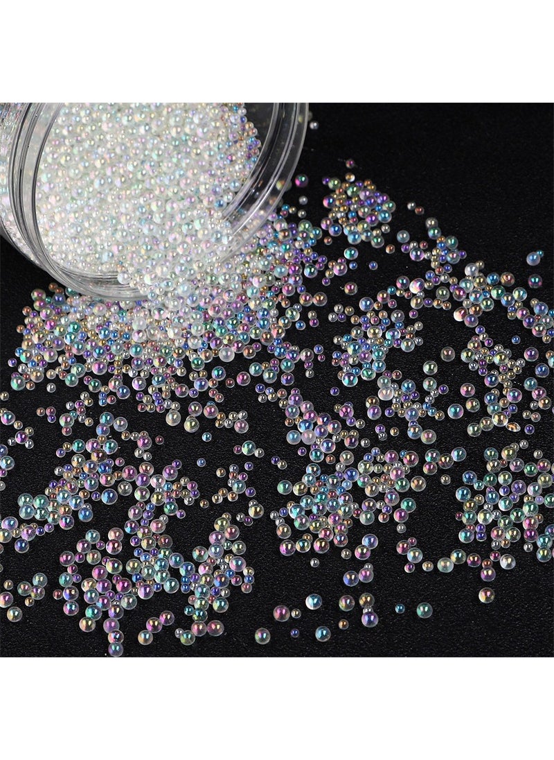 30g Iridescent No-Hole Glass Beads for DIY Crafts White