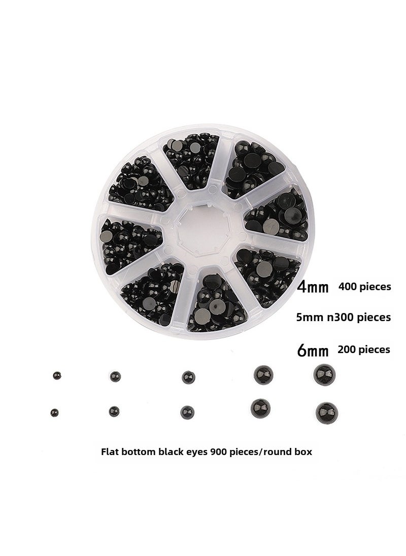 Acrylic Flat Back Animal Eyes Nose Set DIY Doll Craft Black 4/5/6mm, about 900 boxes in total