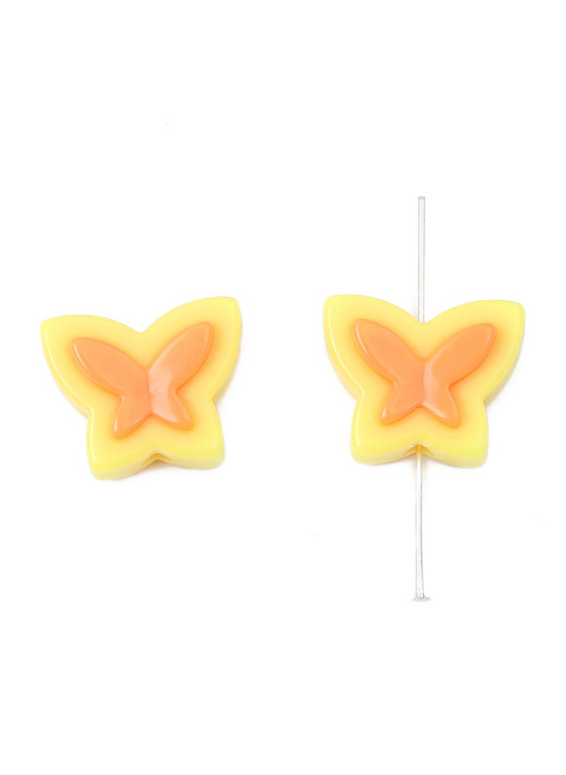 Acrylic Colorful Butterfly Beads DIY Jewelry Yellow 10/bag