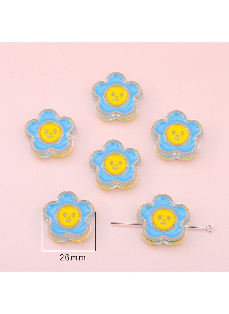 Acrylic Heart Star Charms DIY Jewelry Making Flower Lake Blue 26mm aperture about 4 3mm