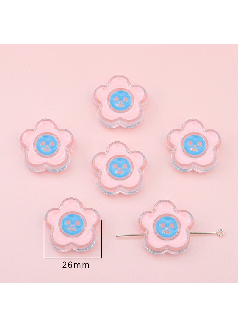 Acrylic Heart Star Charms DIY Jewelry Making Flower pink 26mm aperture about 4 3mm
